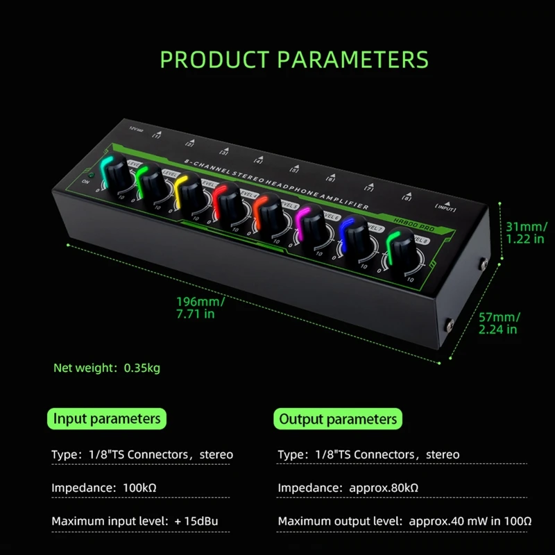 HA800 PRO 8-канальный усилитель для наушников RGB стерео микроусилитель музыкального