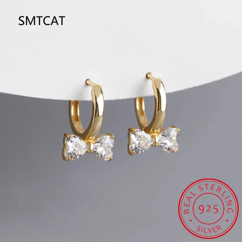 Серьги-кольца женские из серебра 925 пробы с цирконом