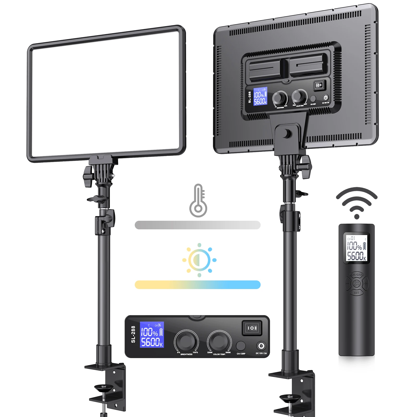 

Travor Desk Mount Studio Photography Soft Light Panel Led Video Light Kit with C-Clamp Stand for YouTube TikTok Live Streaming