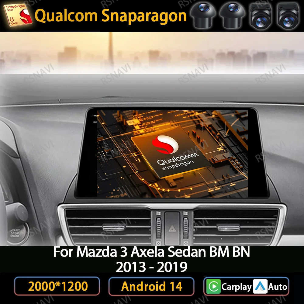 Автомагнитола на Android 14 для Mazda 3 Axela 2013 - 2018 Carplay автомагнитола с GPS Wi-Fi 4G-навигацией