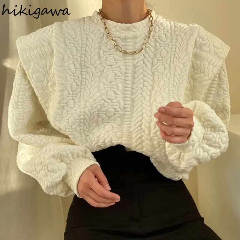 Фото Модные толстовки для женщин шикарные пуловеры оверсайз с имитацией двух изделий