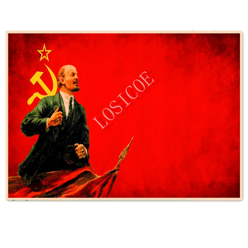 

Vintage Great Communist Leader Lenin Poster Wallpaper Print Art Paintings Soviet Union CCCP USSR Propaganda Mural Wall Stickers
