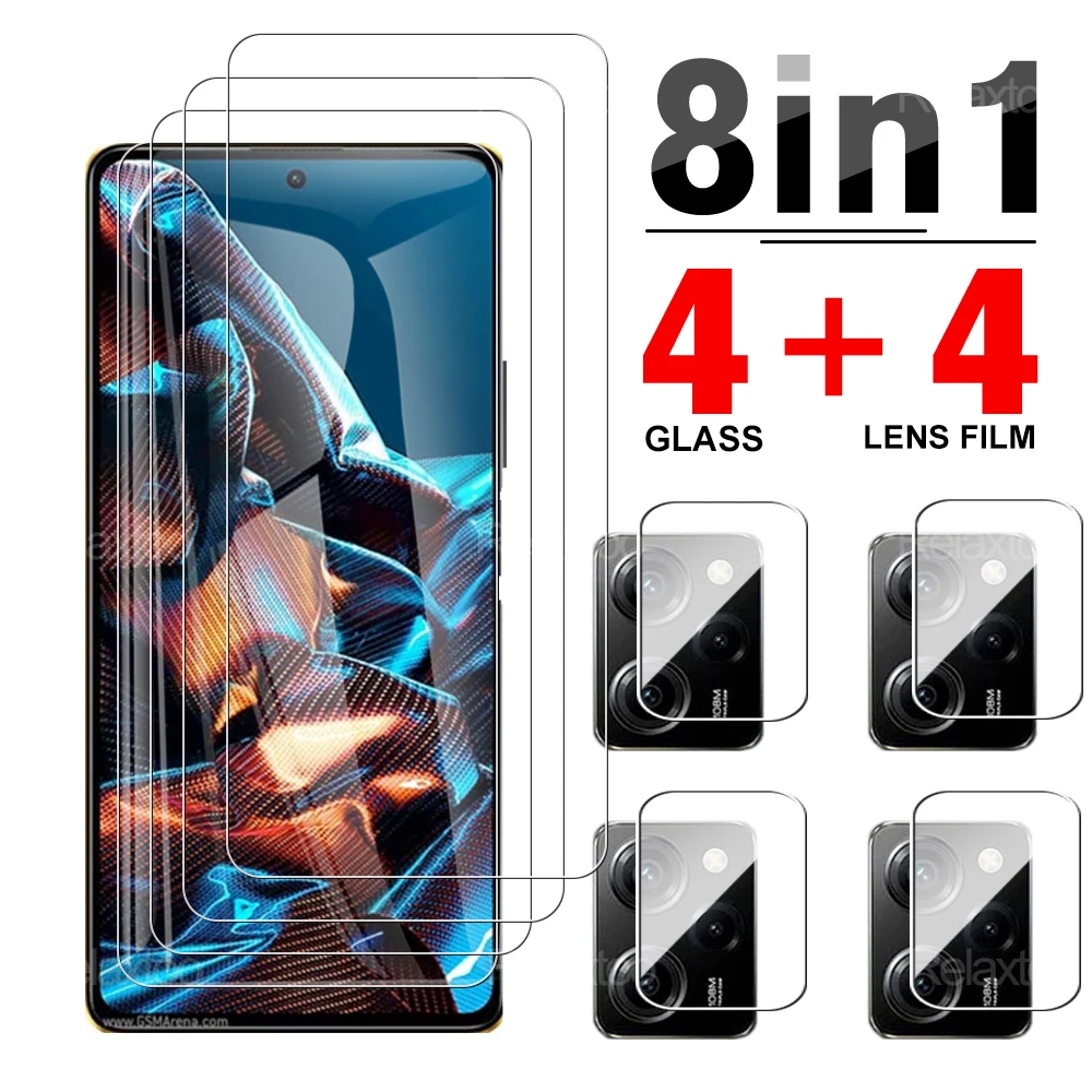

Чехол 8 в 1, Защитная пленка для Xiaomi Poco X5 Pro 5G M5 4G, объектив камеры, закаленное стекло, взрывозащищенный аксессуар, пленка