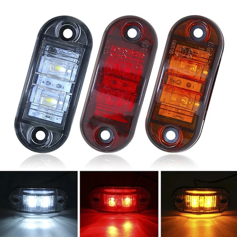 

2PCS Amber LED Oval Diode Light Clearance Trailer Truck LED Side Marker Tail Lamp 12V 24V Waterproof Warning Light Marker Lamp