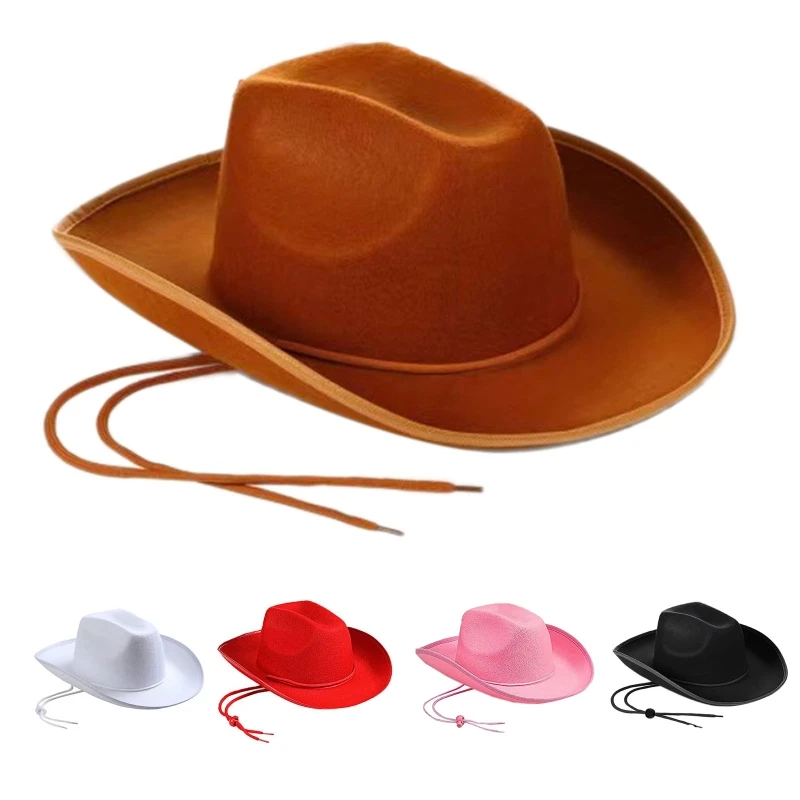 

Lightweight Solid Color Fedora Hats for Women Men Thick Fabric Cowboy with Brim Western Jazz Felt Casual Hats