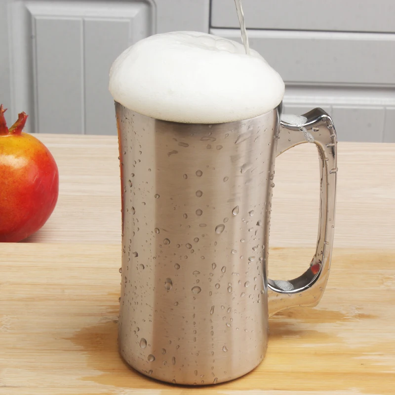 

Insulated Cup Stainless Steel Mugs With lid, 20oz Large Mug, Double Wall Beer Stein, Tumbler with Handle, Insulated Beer Mug