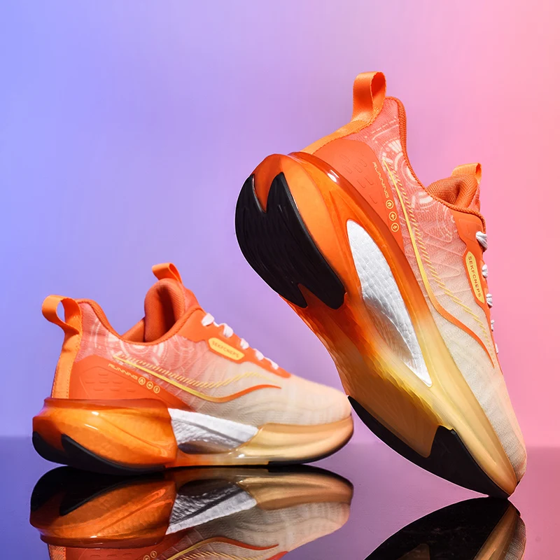 

2023 New Trend Men's Running Training Shoes Breathable Lace-up Running Shoes for Women Orange Blue Popular Unisex Sports Shoes
