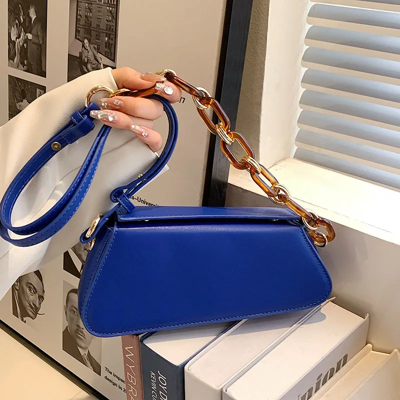 

Fashion Women PU Leather Chain Crossbody Bags Soft Shoulder Bag Ladies Female Solid Color Trend Fashion Simple Handbags