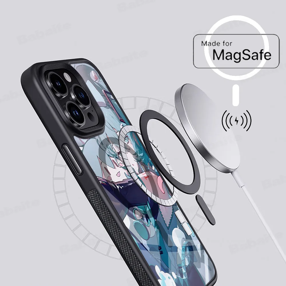 H-Hatsune M-Miku Anime girl Phone Case Magnetic For iPhone 16 14 13 12 11 15 Pro Max Plus Magsafe Wireless Cover