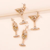 european and american fashion new personality trend goblet womens earrings creative design geometric diamond earrings women