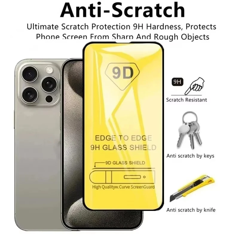 Фото Защитное стекло 9D для iPhone 17 Air, 18, 16, 15, 11, 12, 14, 13 Pro Max, 16e, 8, 7 Plus, 13, 12 Mini, XR, XS, X, SE 2022, 2020 №3