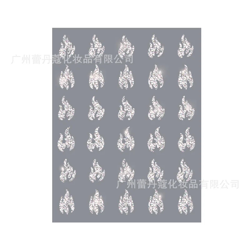 10pcs Silver Flash Starlight Stickers Dance Bear Butterfly Fire Heart Crusher Platinum DIY Nail Art Glitter Self Adhesive Decals images - 6