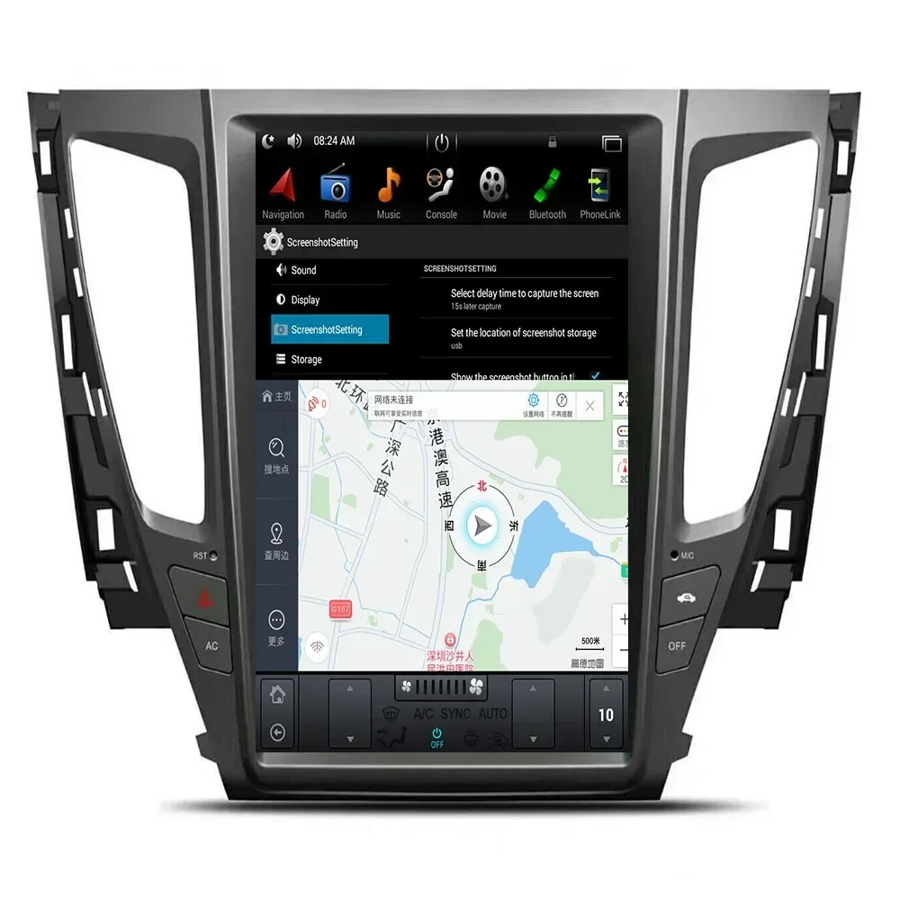 Автомобильный радиоприемник 15 дюймов с экраном Tesla RK PX6 для Mitsubishi Pajero Sport 2016 2017 2018 -