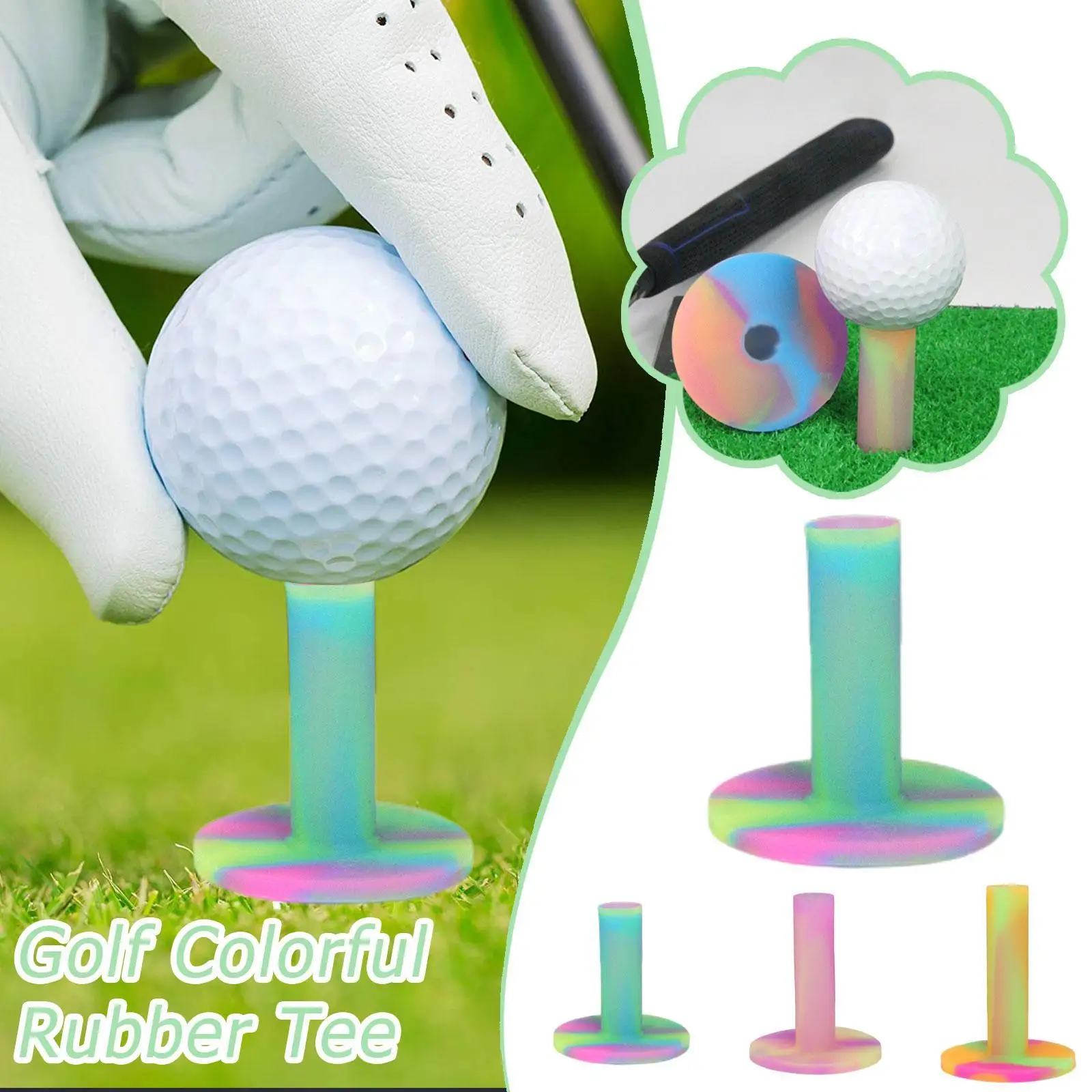 

Fashion Golf Colorful Rubber Tee Golfers Practice Tee Suitable For Training Home Driving Range Mat 3 Size