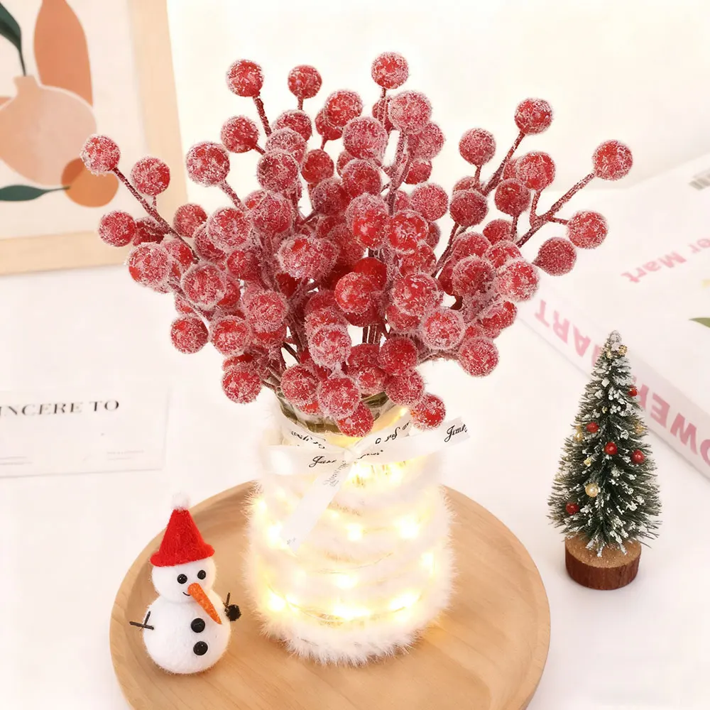 Рождественские украшения веточки красных ягод пена 10 шт.