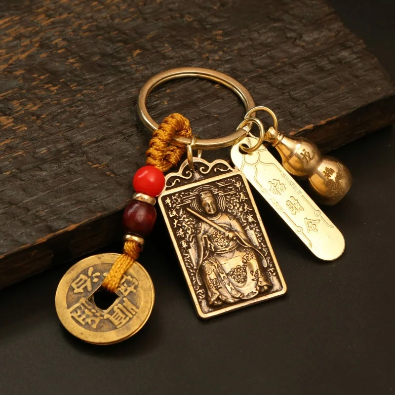 Подвеска из латуни в виде квадратной тарелки с изображением дракона и призрака