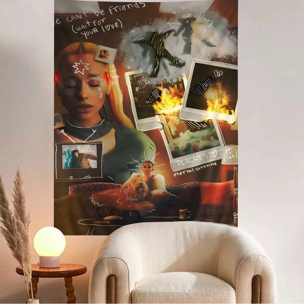A-ArianaS G-GrandeS певица ретро принт аниме гобелен хиппи цветок настенные ковры Декор в