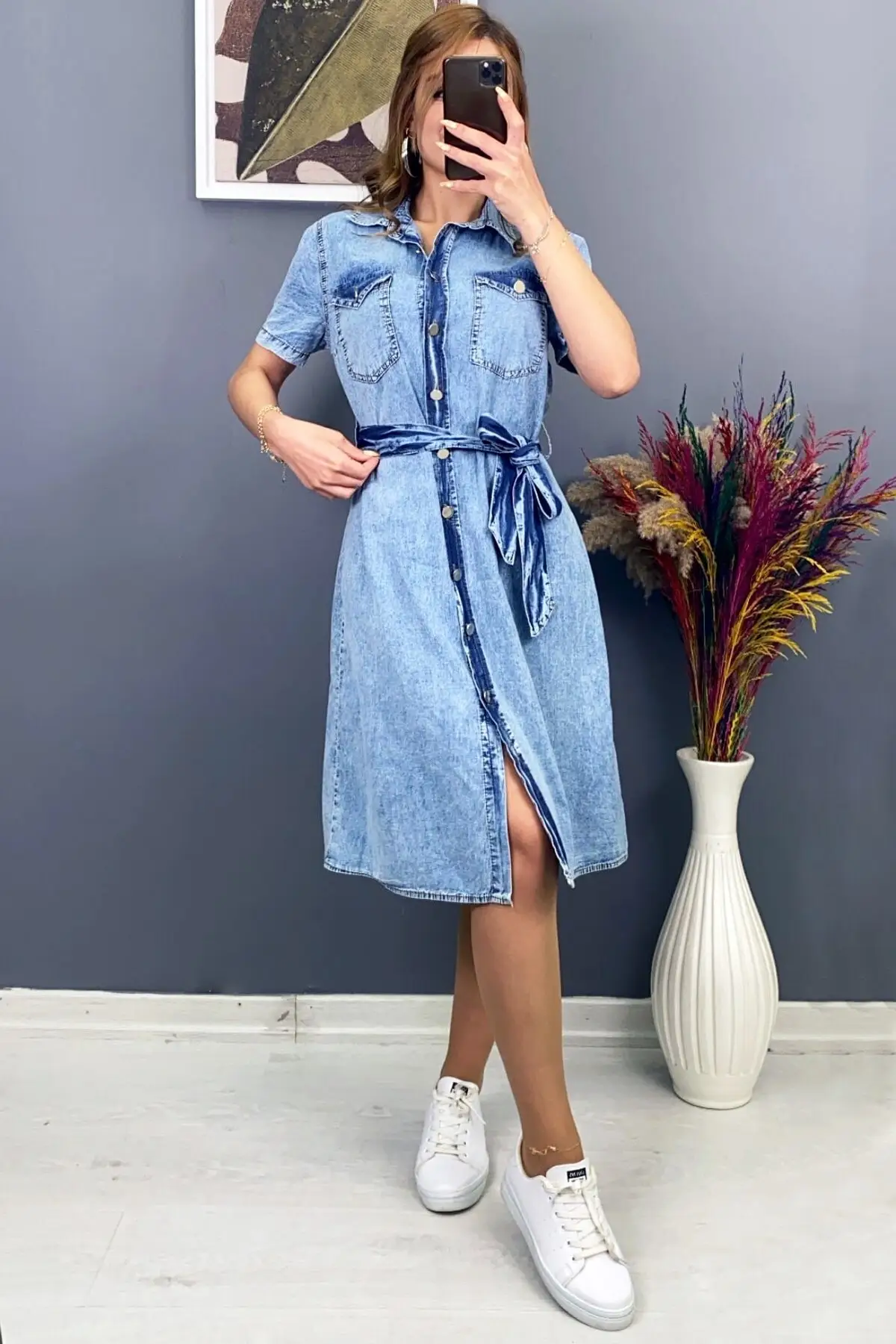 

Джинсовое платье с ремнем Kurdale