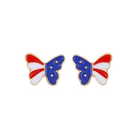 wangaiyao new fashion temperament wild american flag earrings female sweet color three stars dragonfly butterfly earrings access