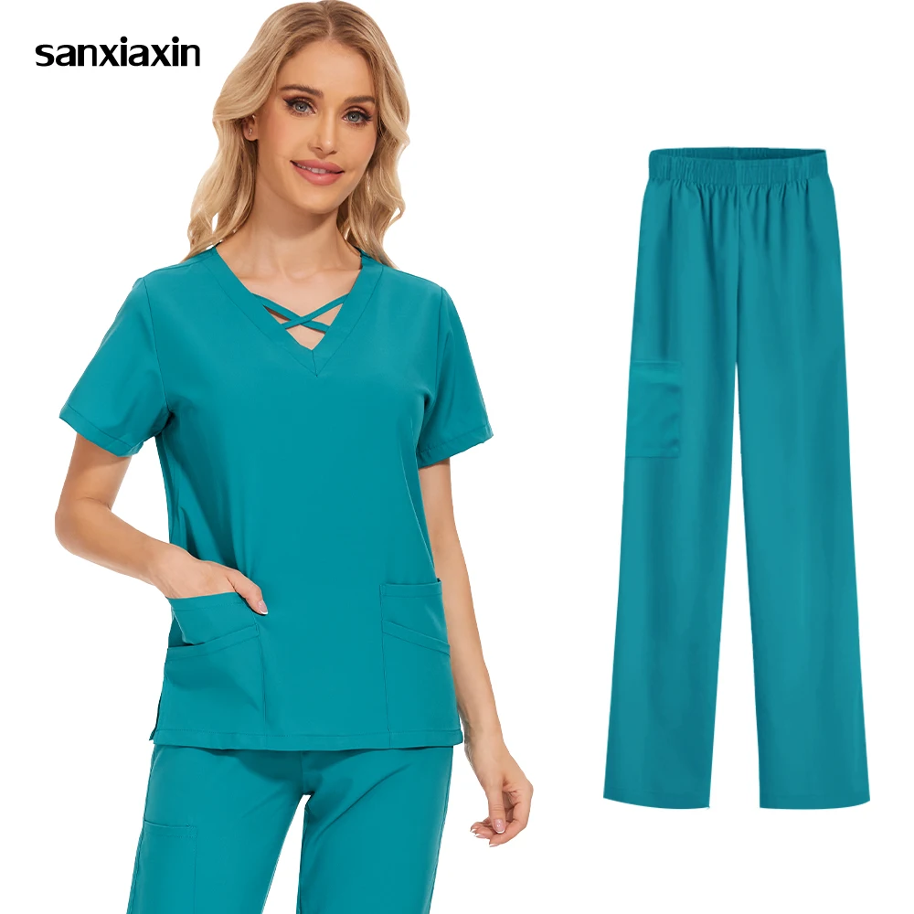 

Hospital Workwear Women Medical Scrub Set Wholesale Operating Room Nurse Uniform Dentist Overalls Clinical Clothes Surgical Suit