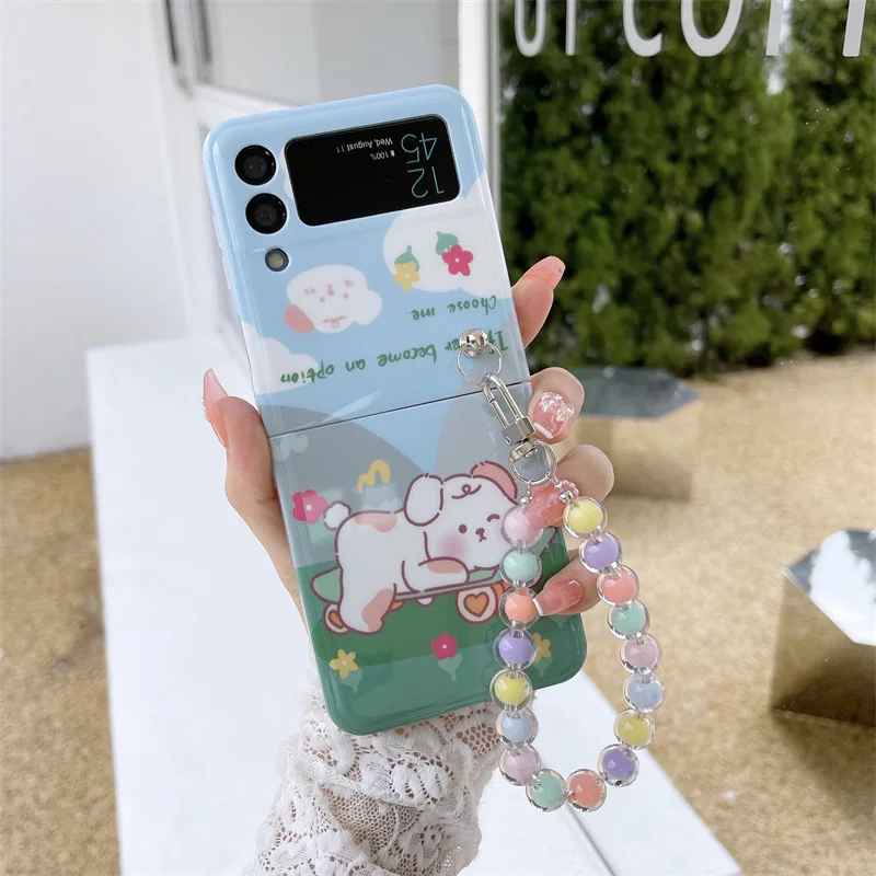 

Cartoon Skateboard Dog Chains Phone Case for Samsung Galaxy Z Flip 3 Z Flip 4 Hard PC Back Cover for ZFlip3 ZFlip4 Case Shell
