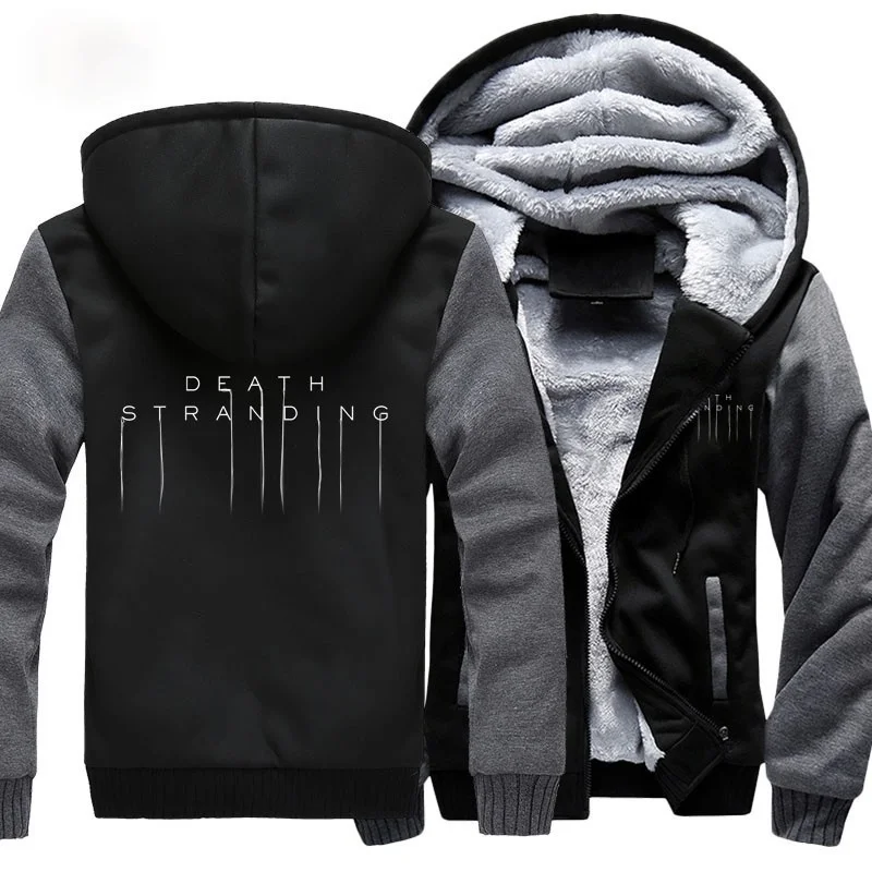 

US size Hoodies Men Women for Game Death Stranding Cosplay Fleece Thicken Jacket Sweatshirts Coat Zipper Hoodie