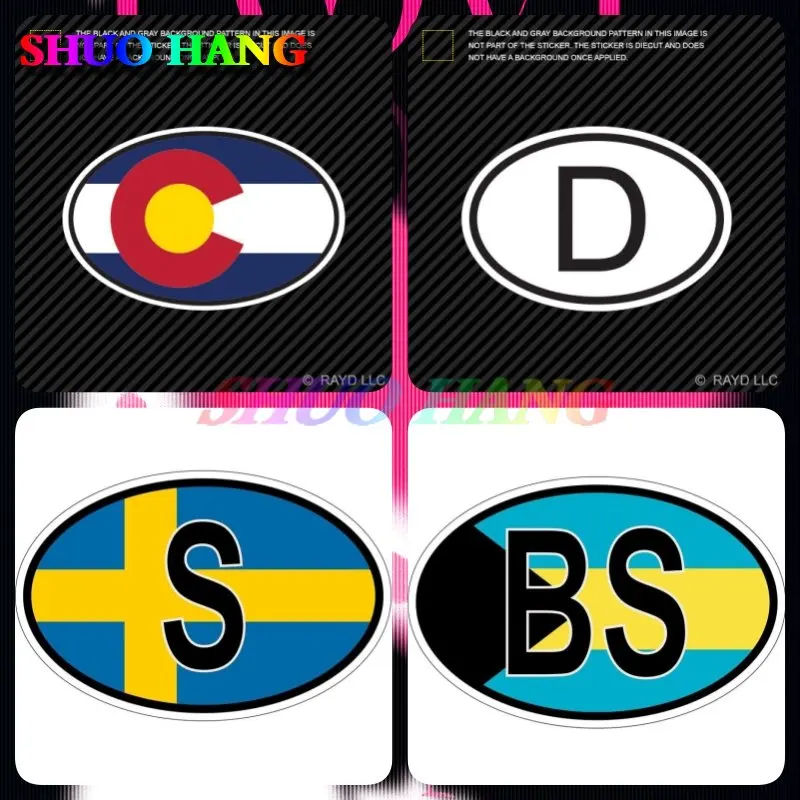 Наклейка Овальный флаг для страны BS, Багамы, Колорадо, государственный флаг D, Германия, Швеция, автомобильная наклейка, автомобильные аксессуары