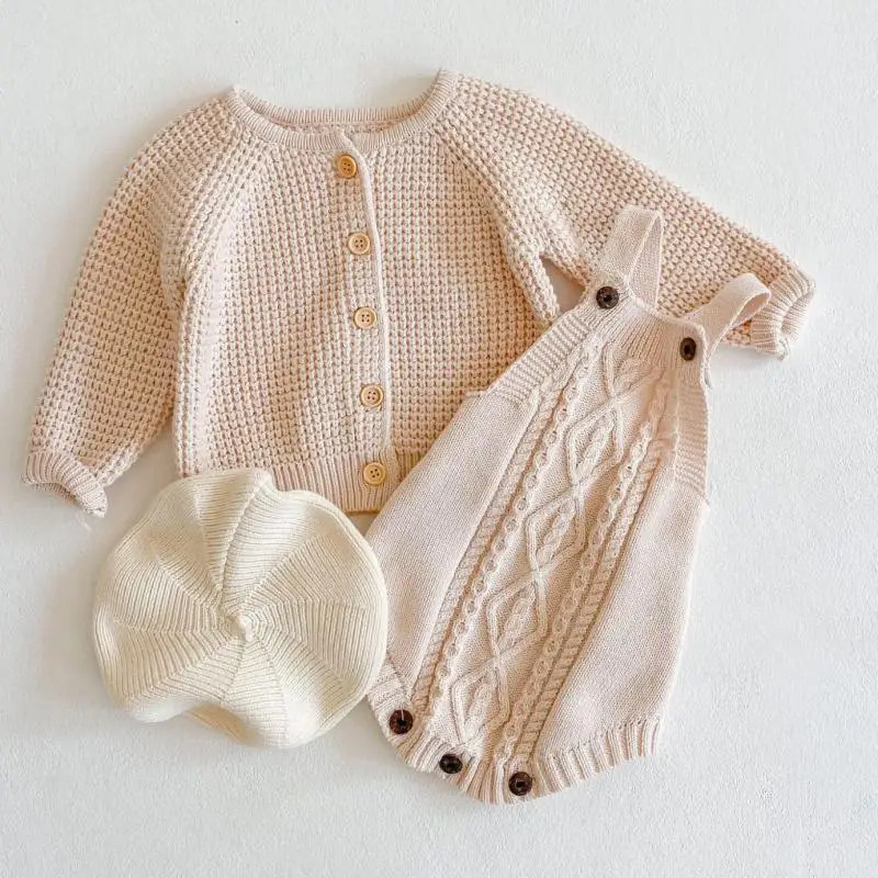 

Knitted Baby Bodysuit Set Kids Sweater Cotton Newborn Baby Girls Cardigan Bodysuit Toddler Clothes Jumpsuit For Kids Overalls