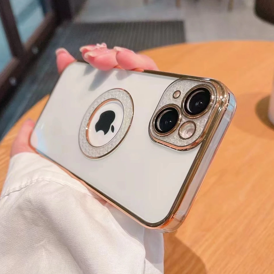 Роскошный блестящий бриллиантовый чехол с отверстием для логотипа камеры iPhone 11