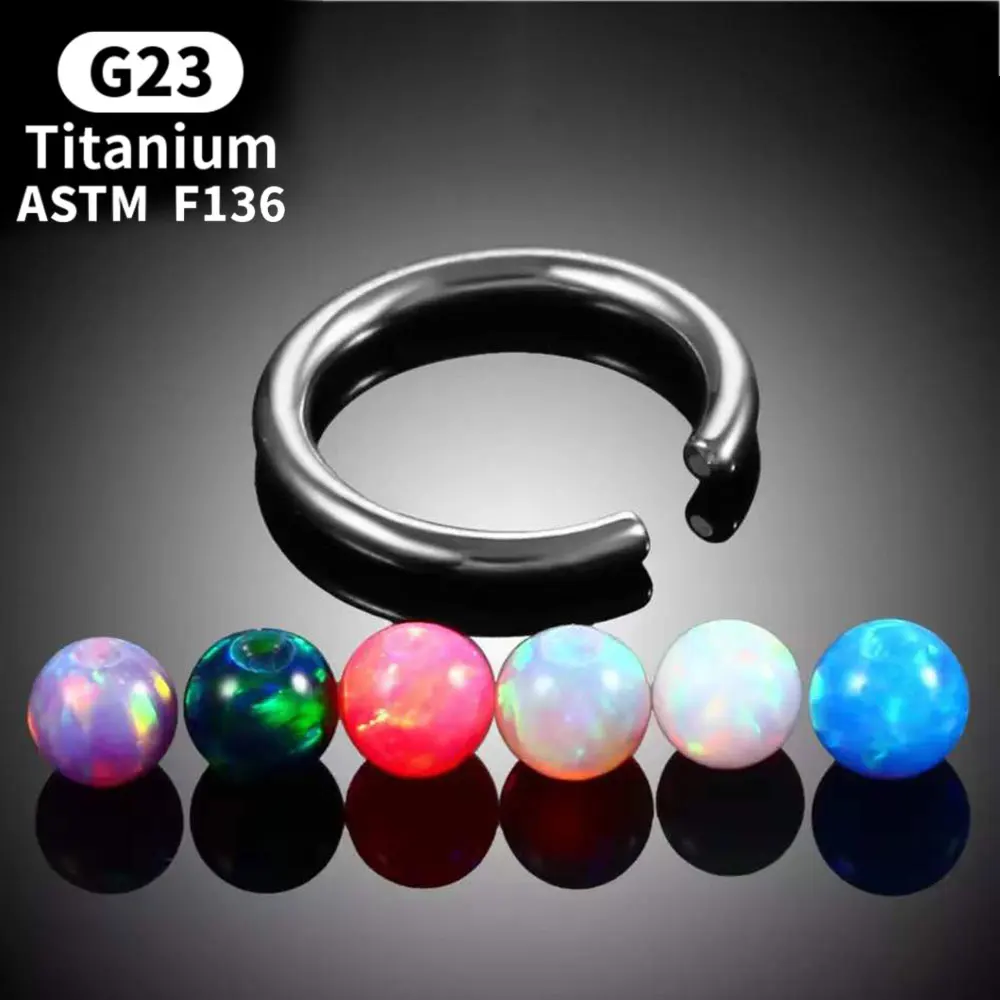 

G23 Titanium Opal Ring Ear Hoop Nose Ring Ear Tragus Cartilalge Piercing Nipple Ring Body Jewelry Earring