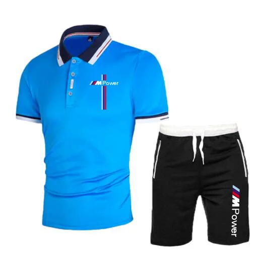 

2022 Summer Men's Tracksuit For BMW Brand Male Suit Polo Shirts Jogging Polo Shirts +Short Sets Two-Piece Men's Sports Suit bm15