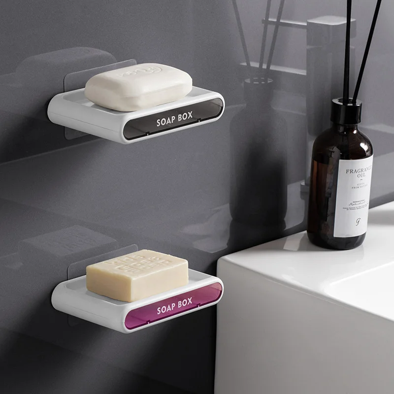 

Self Designed Soap Box Soap Box Double-layer Drainage Bathroom Non Perforated Wall Hanging Creative Drainage Rack