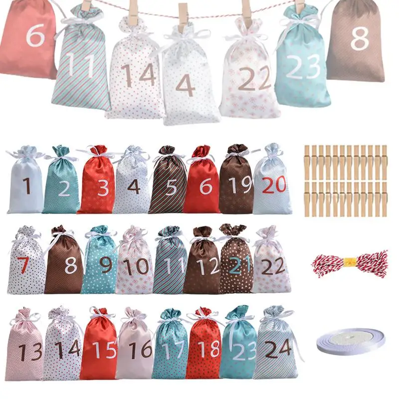 

Advent Calendar Gift Bag Set 24 Days DIY Christmas Advent Calendar Christmas Ornaments Merry Christmas Party Countdown Gift