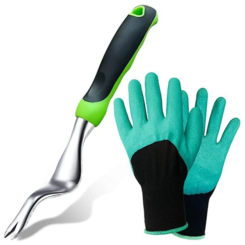 

Weeder and Gardening Gloves Dandelion Removal Tool Stainless Steel Manual Hand Weeding Tool with Ergonomic Handle M4YD