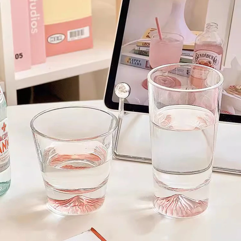 Красивые стеклянные чашки Fuji 250/350 мл необычная стеклянная чашка для чая холодный