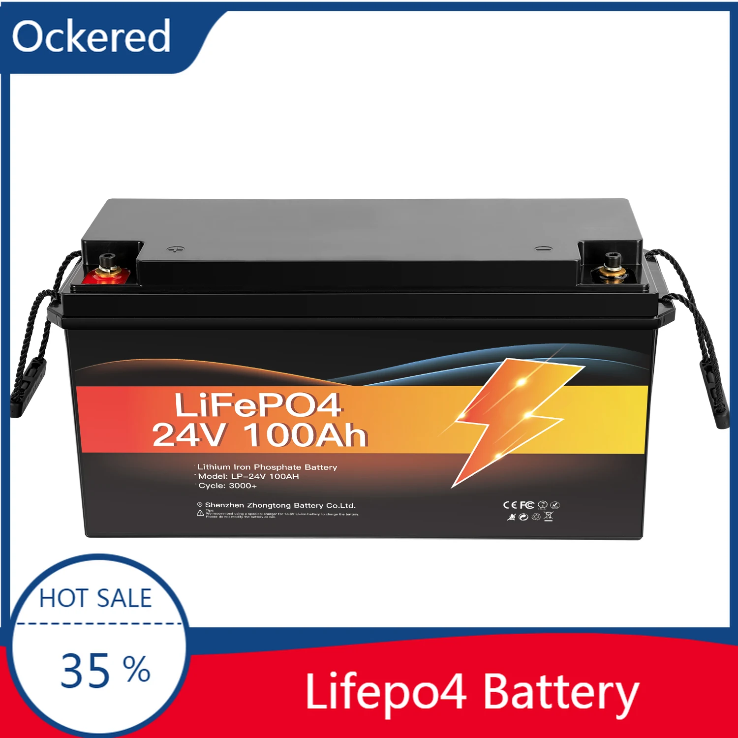 

Lifepo4 24V 100Ah 2.5kwh Lithium Iron Phosphate Battery with BMS for Solar Energy Storage Home Application Electric Forklift