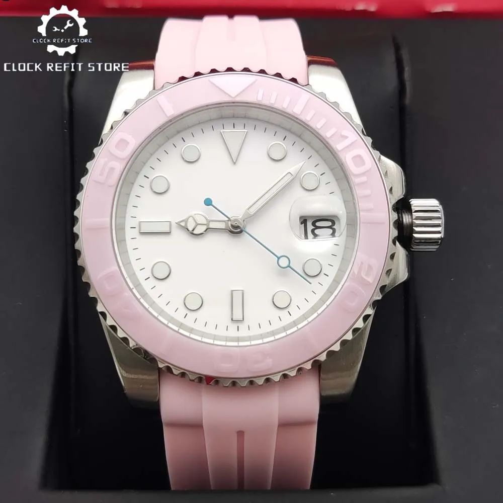 Новые мужские автоматические механические часы сапфир стерильный циферблат