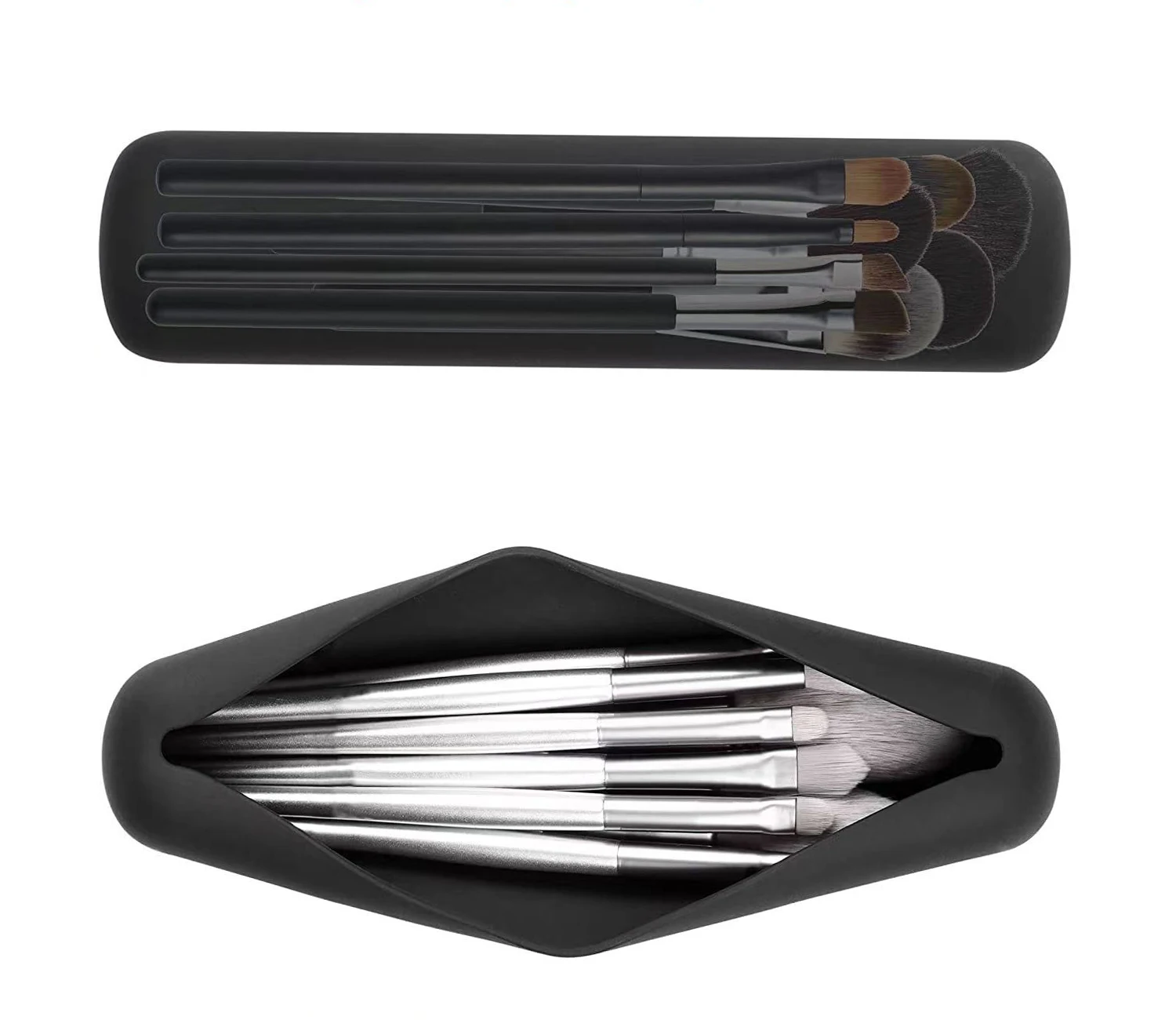 Silicone Makeup Brush Case New Fashion Portable Ladies Makeup Brush Holder Waterproof Black Brush Storage Box For Travel 20cm