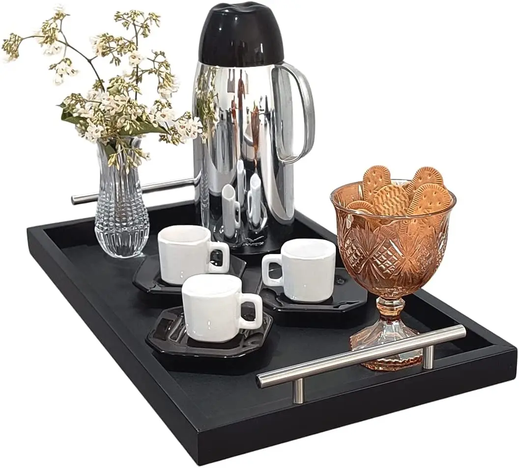 

Tray Coffee Handles Drinks Cups Bar Sideboard Portable Environment Office Reception