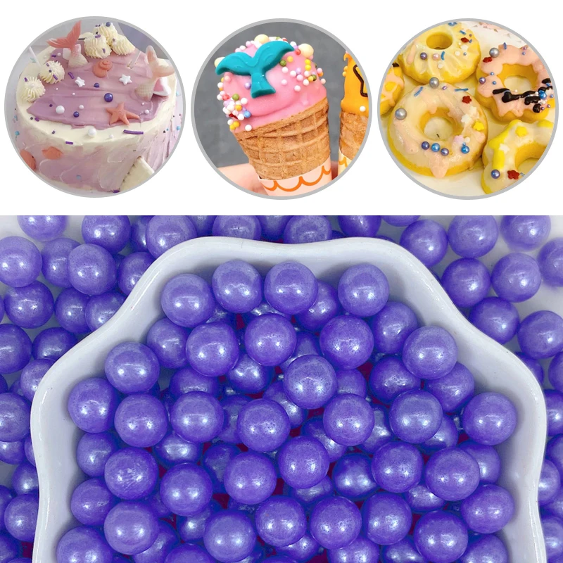 

50g Edible Purple Beads Pearl Sugar Ball Fondant DIY Cake Baking Sprinkles Sugar Beads Candy Ball Wedding Cake Decoration