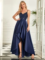 elegant evening dresses long a line deep v neck asymmetrical hem gown 2022 ever pretty of simple chiffon prom party women dress