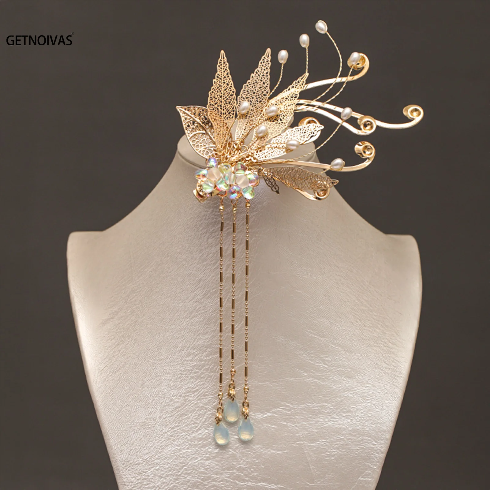 Китайская заколка для волос Hanfu с длинной кисточкой жемчужные боковые заколки