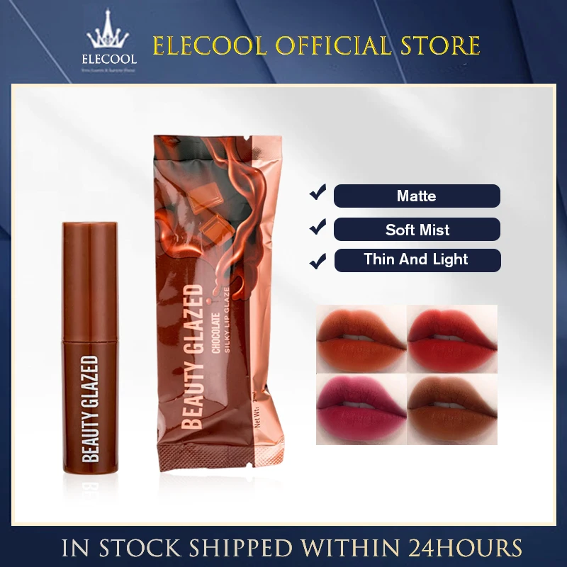 

12 Colors Chocolate Matte Liquid Lipstick Natural Long Lasting Moisturizing No Fading Non-stick Cup Velvet Lip Glaze Makeup