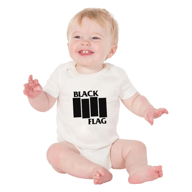 

Summer White Newborn Infant Baby Boys Girls Cotton Short Sleeve Letter Black Flag Romper Jumpsuit Baby Clothes Babysuit