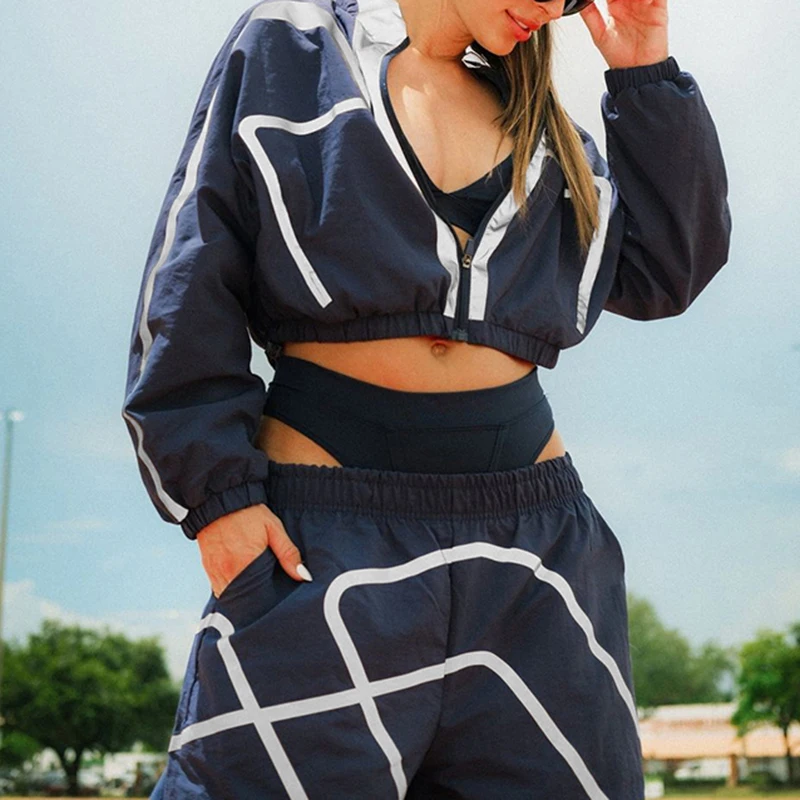 Спортивные костюмы BIIKPIIK контрастных цветов уличная одежда с геометрическими