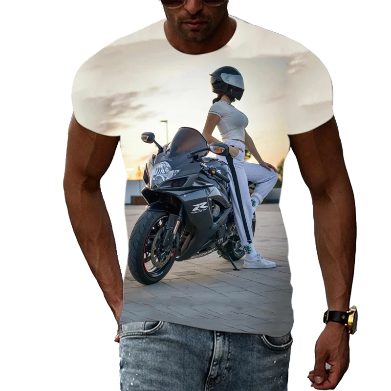

Summer New 3D Printed Motorcycle Printed T-Shirts Mens Motorcycles Casual Hip Hop Harajuku Street Fashion T-Shirts