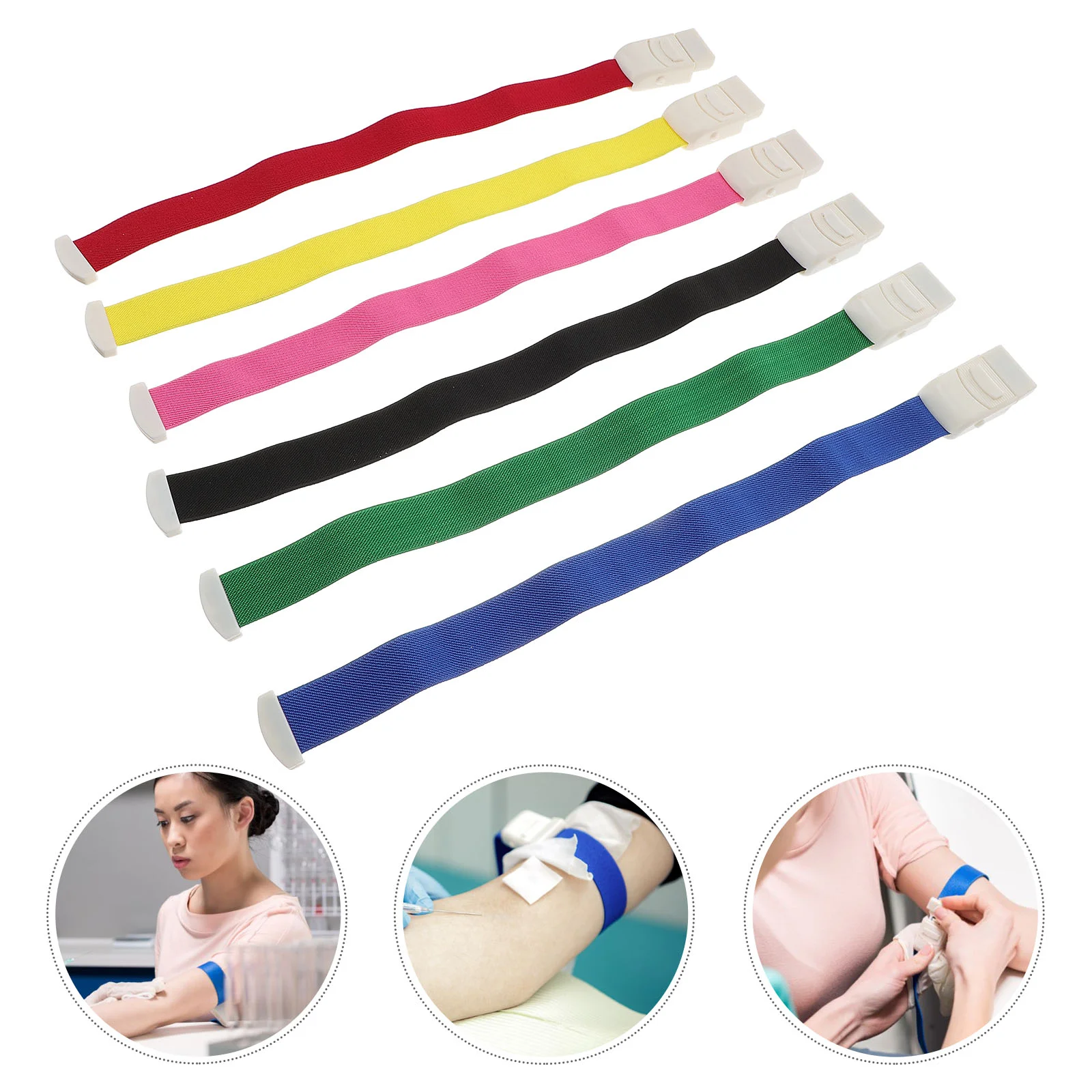 

6pcs Tourniquet ABS Clasp Portable Convenient Elastic Tourniquet for First-aids Emergency