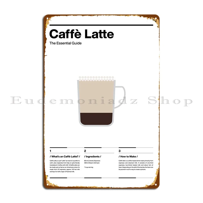 

Caffe латте чистый Плакат Металлический плакат настенное украшение для фотографий дизайнерский классический оловянный плакат знака