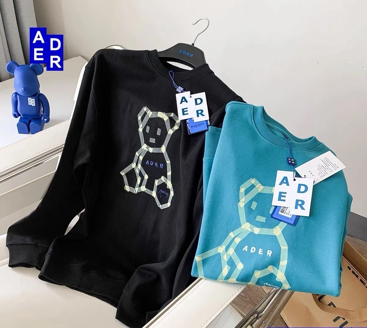 

Осенне-зимний новый свитер ADER ERROR для пар, унисекс, свободный свитер с вышивкой оригами и медведем, пуловер с круглым вырезом, куртка