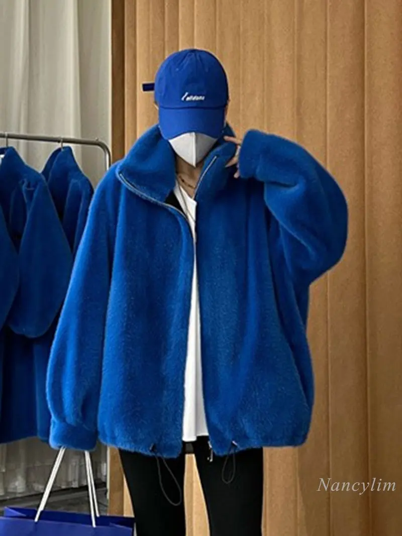 2022 Autumn and Winter New Artificial Mink Fur Coat Women Mid-Length Thickened Warm Overcoat Lamb Fur Jacket Students Streetwear